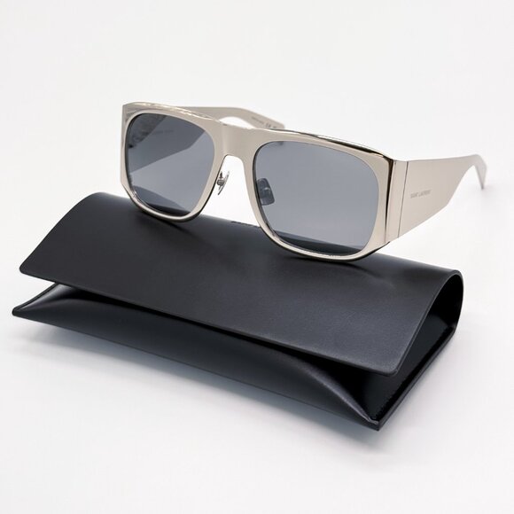 NEW SAINT LAURENT SL636 002 SUNGLASSES UNISEX  SILVER SUNGLASSES SAINT LAURENT - Picture 1 of 11